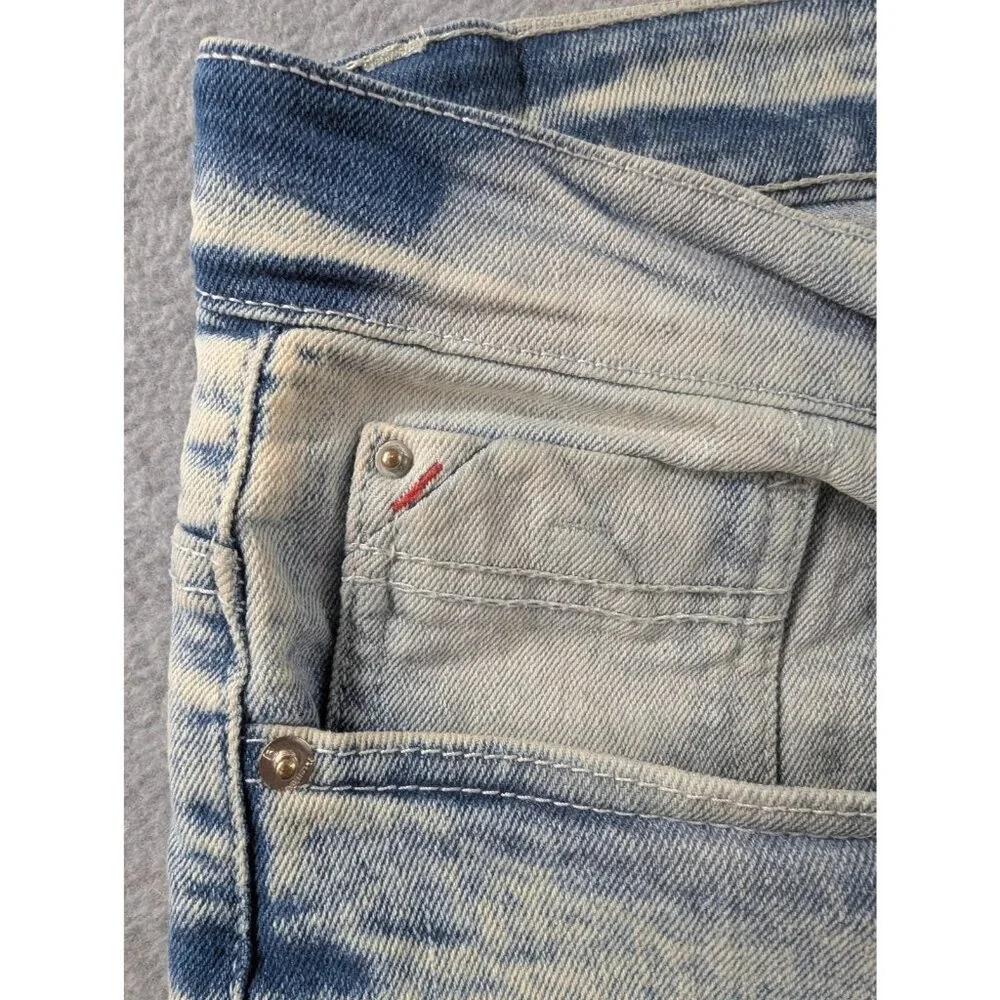 Southpole Denim Biker Shorts Mens 38 Blue Light Wash Slim Fit Moto Distressed